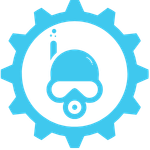 Icon of sprocket with diver's head inside