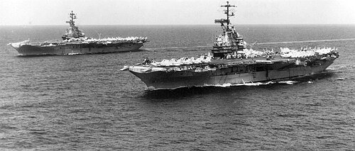 Oriskany (foreground) in 1970